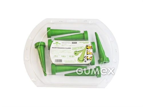 Zátka pre priemyselné hadice, 6-24mm, veľkosť M, SADA 10ks, NBR-PVC, 50+/-5°ShA, -25°C/+90°C, zelená